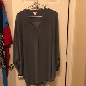 Dark gray tunic length stretchy top. Size 22/24
